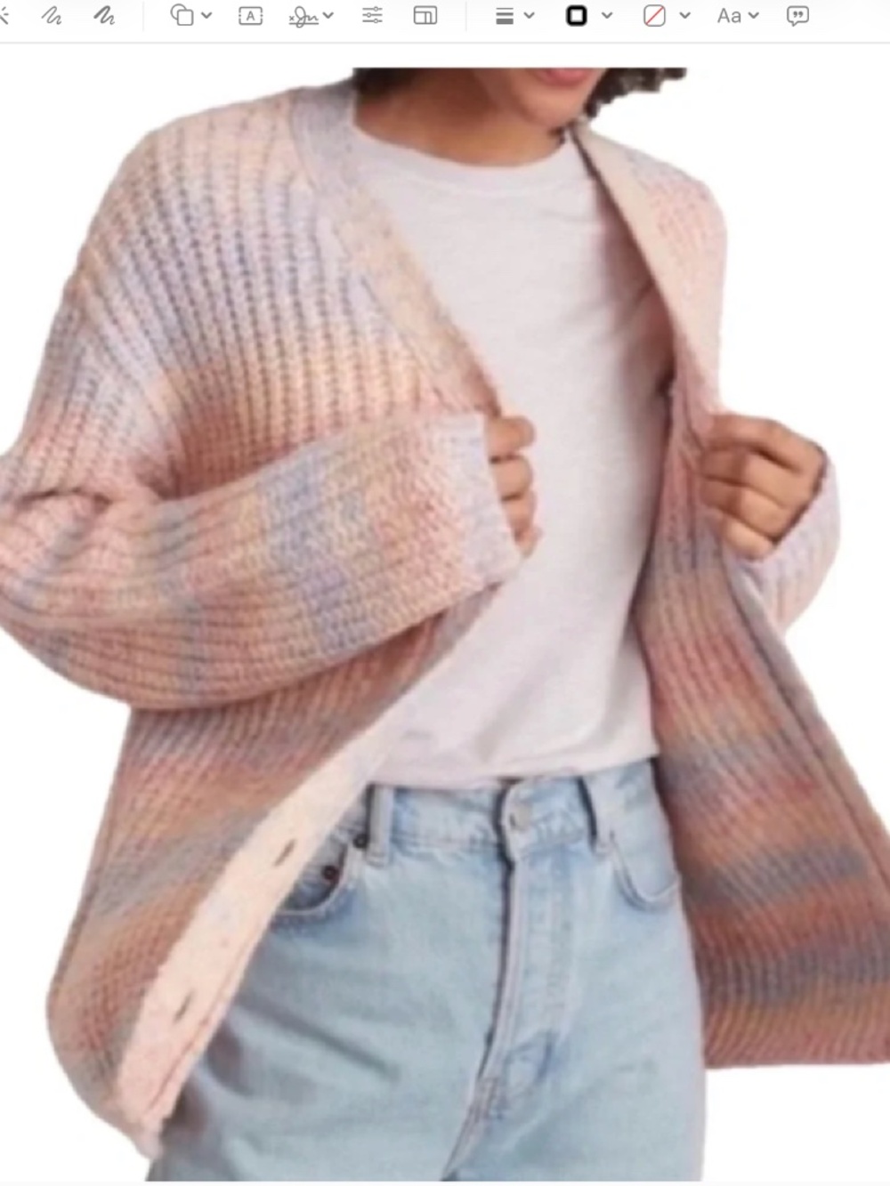MARINE LAYER Quinn Oversized Pastel Rainbow Cotton Blend Cardigan EUC/sz XS